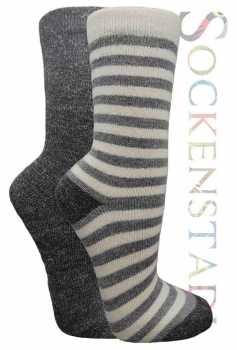 Damen Alpaka Socken | anthrazit-gestreift