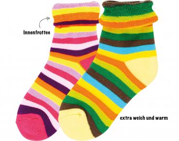 RS Harmony Kuschelsocken bunte Streifen | Gelb-Pink