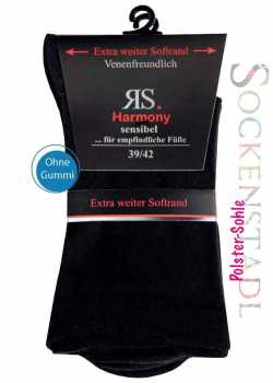 Diabetikersocken, extra weit, mit Polstersohle, schwarz