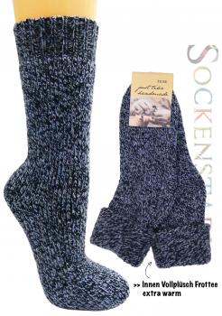 Warme Wollsocken | blau melange