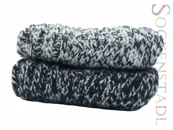 Wollsocken | schwarz melange-weiß melange