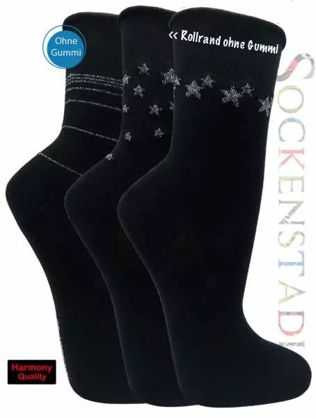 Damesocken | Lurex Design Silber Sterne