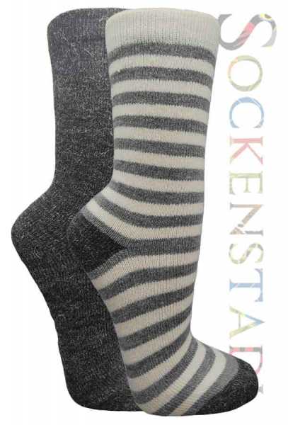 Damen Alpaka Socken | anthrazit-gestreift