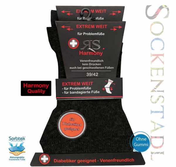 Diabetikersocken extrem weit | schwarz