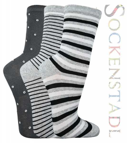Gestreifte Damensocken | grau