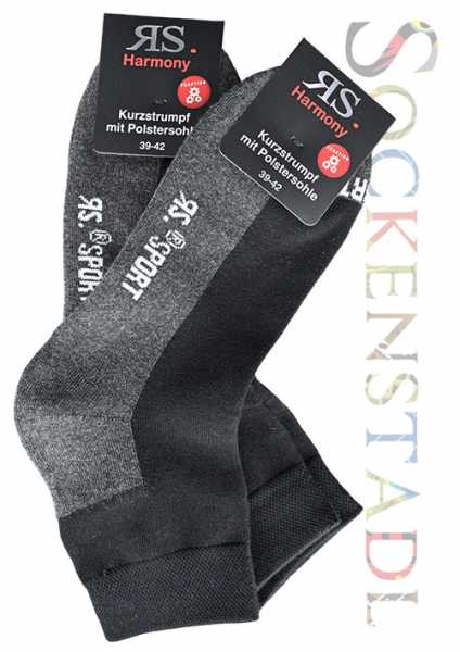 Sport und Freizeitsocken mit Polstesohle | Schwarz-Anzhrazit