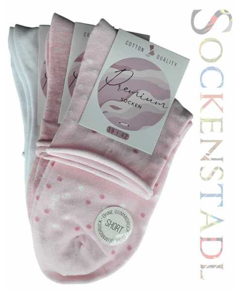 Damen Kurzsocken mit| Rollrand | rosé