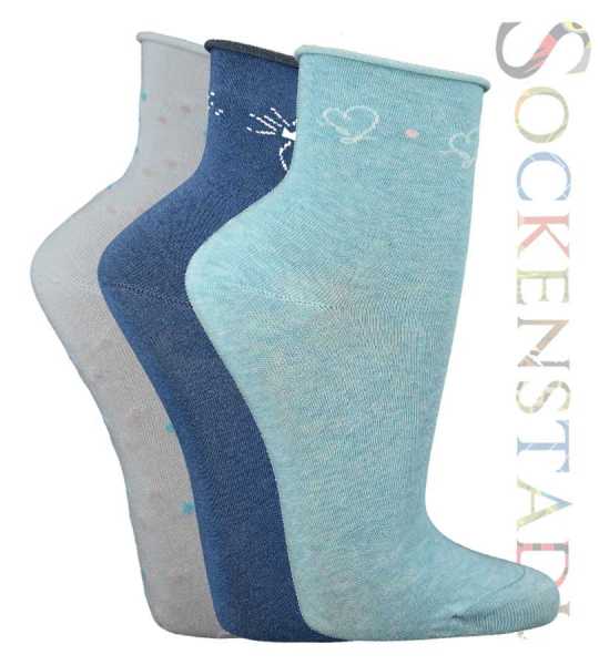 Damen Kurzsocken mit Rollrand | blau