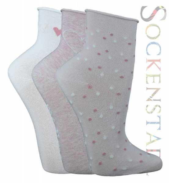 Damen Kurzsocken mit| Rollrand | rosé