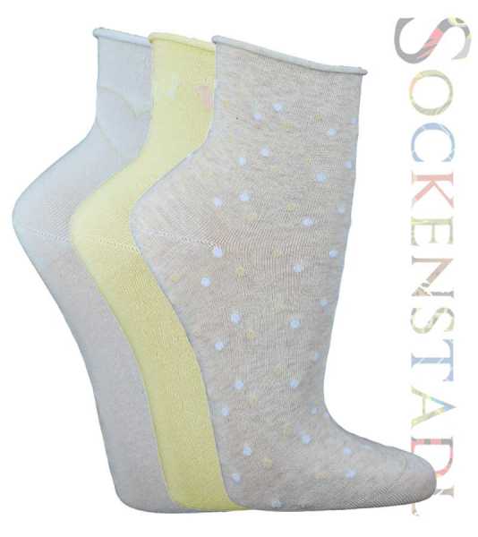 Damen Kurzsocken mit Rollrand | gelb