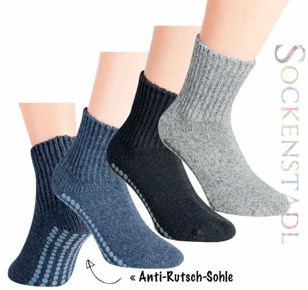 Wollstrumpf ABS Sohle | Grau, Jeans, Schwarz