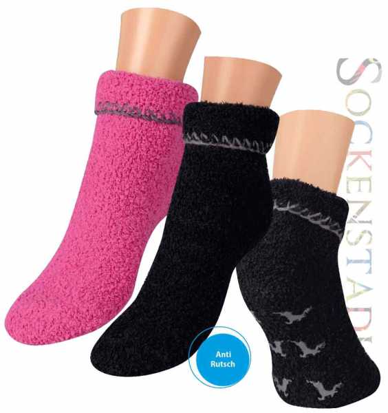 Kuschelsocken Soft ABS Hirsch | schwarz-rosa Kuschelsocken Soft ABS Hirsch | schwarz-rosa