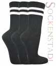 Sportsocken-Tennis-schwarz mit weißen Streifen