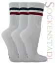 Sportsocken-Tennissocken | weiß mit rot-schwarzen Streifen